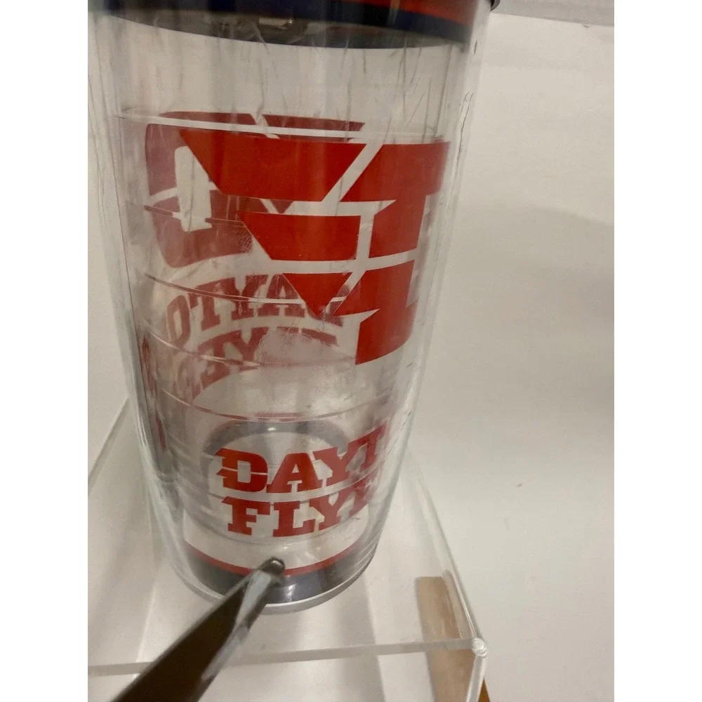 Tervis Tumbler Dayton Flyers Insulated Travel Cup 16oz Clear Red Black Lid NCAA